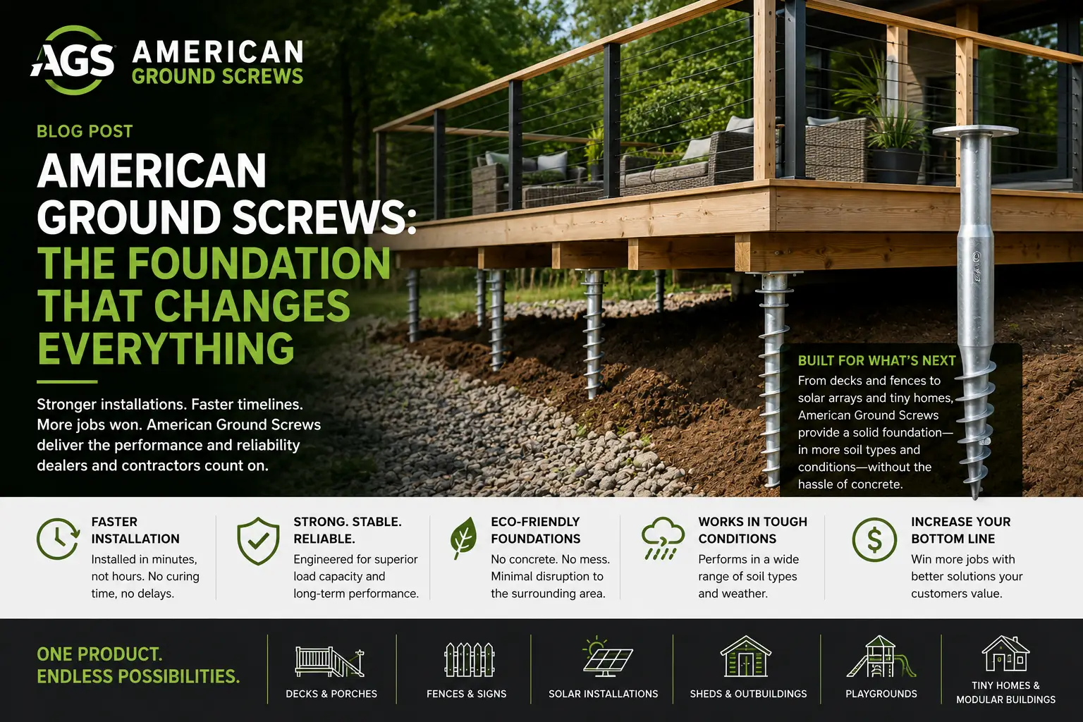 American Ground Screws for Dealers: Code-Conscious Foundation Solutions for Faster Projects