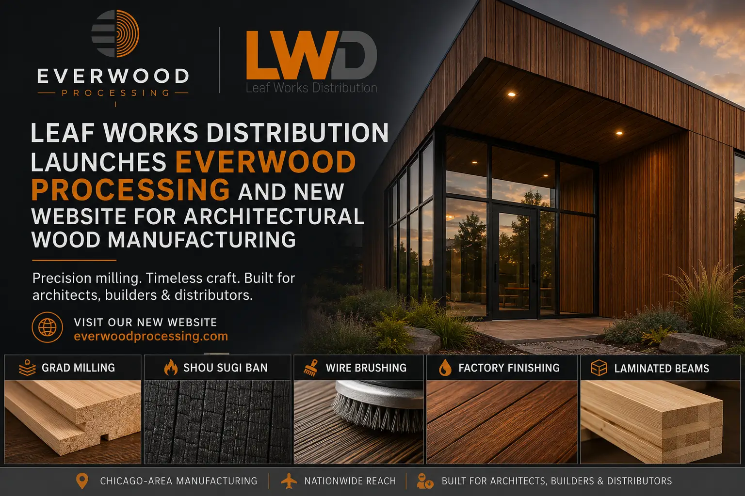 Leaf Works Distribution Launches Everwood Processing and New Website for Architectural Wood Manufacturing